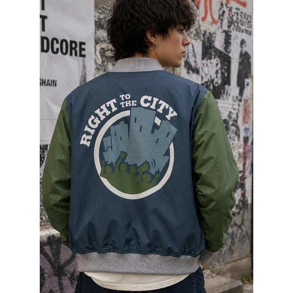 Right to the City Bomber Jacket Streetwear Urban Activist Coat Unisex Size L